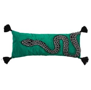 Embroidered Snake Oblong Throw Pillow, 14x36